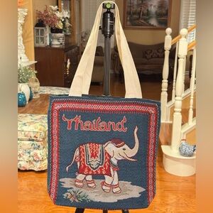 Elephant Design Tote Bag - Blue and Red